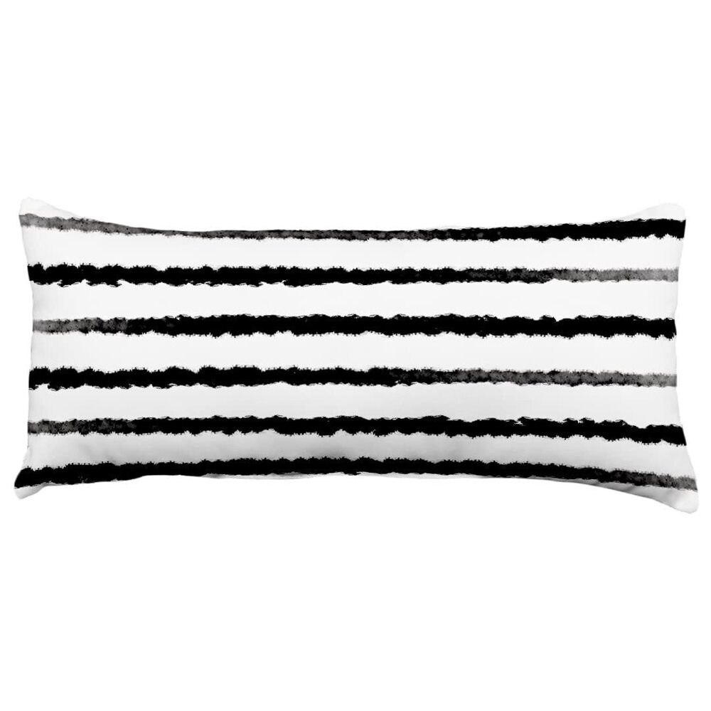 3962 Rugged Stripes Pillow, 16" x 6", Black